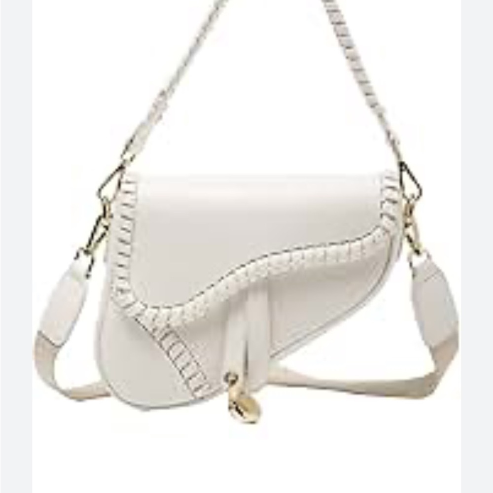 Valentina White Saddle Crossbody Bag